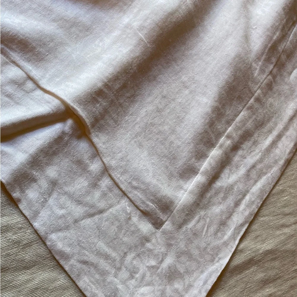 Vintage Paperwhite Linen queen duvet cover button closure hem stitch at flange